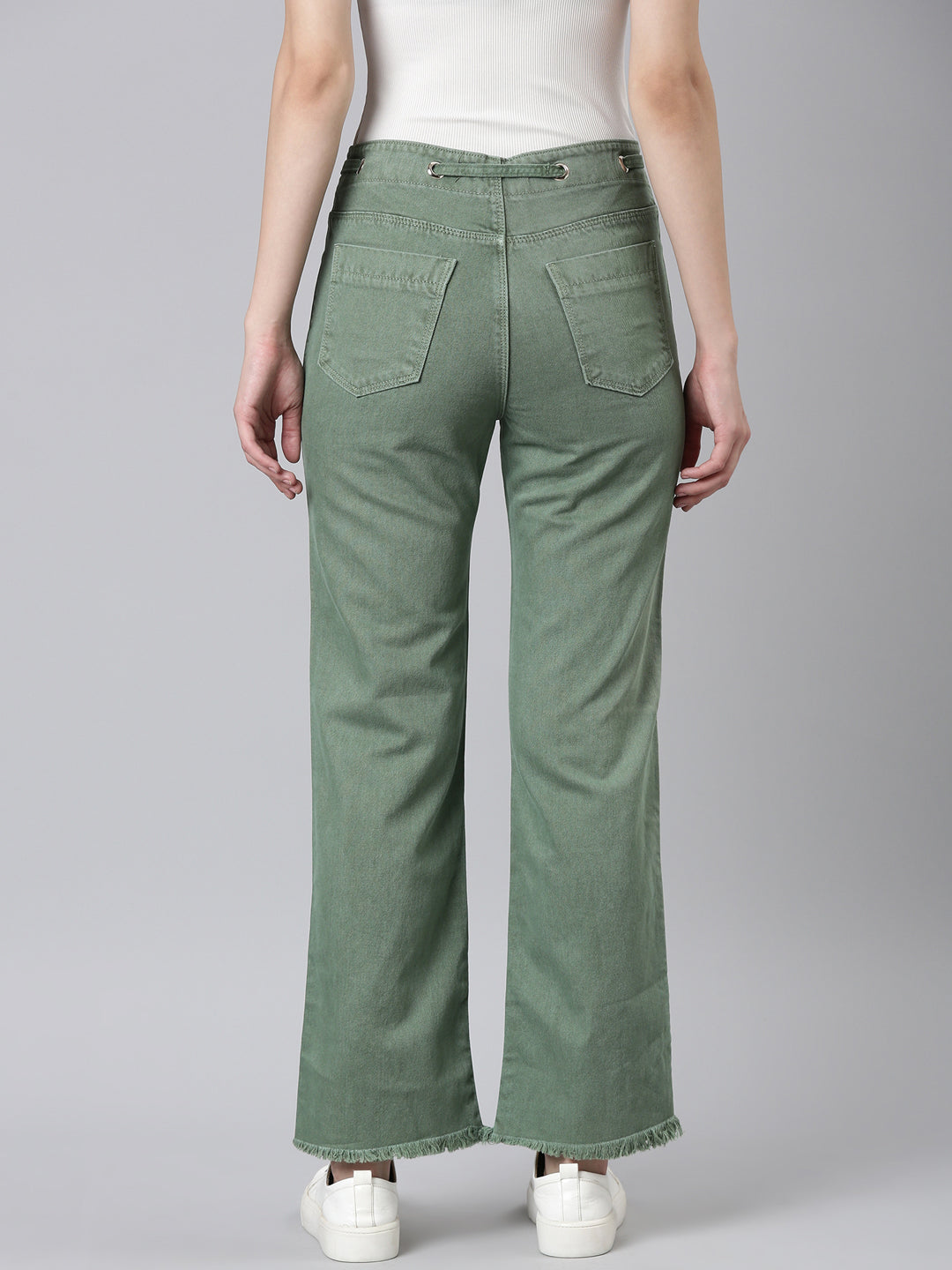 Women's Green Straight Fit Mid-Rise Denim Jeans