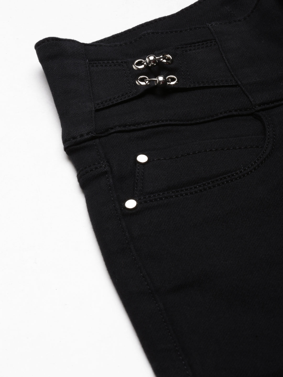 Women's Black High-Rise Straight Fit Denim Jeans